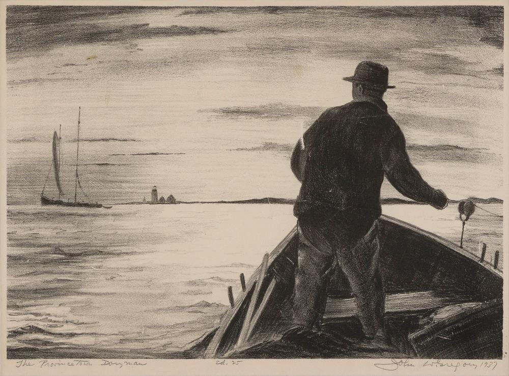 John Worthington Gregory comparable auction result: john worthington gregory massachusetts 1903 1992 the provincetown doryman 1937 lithograph 8 25 x 11 75 matted 13 75 x 17 unframed