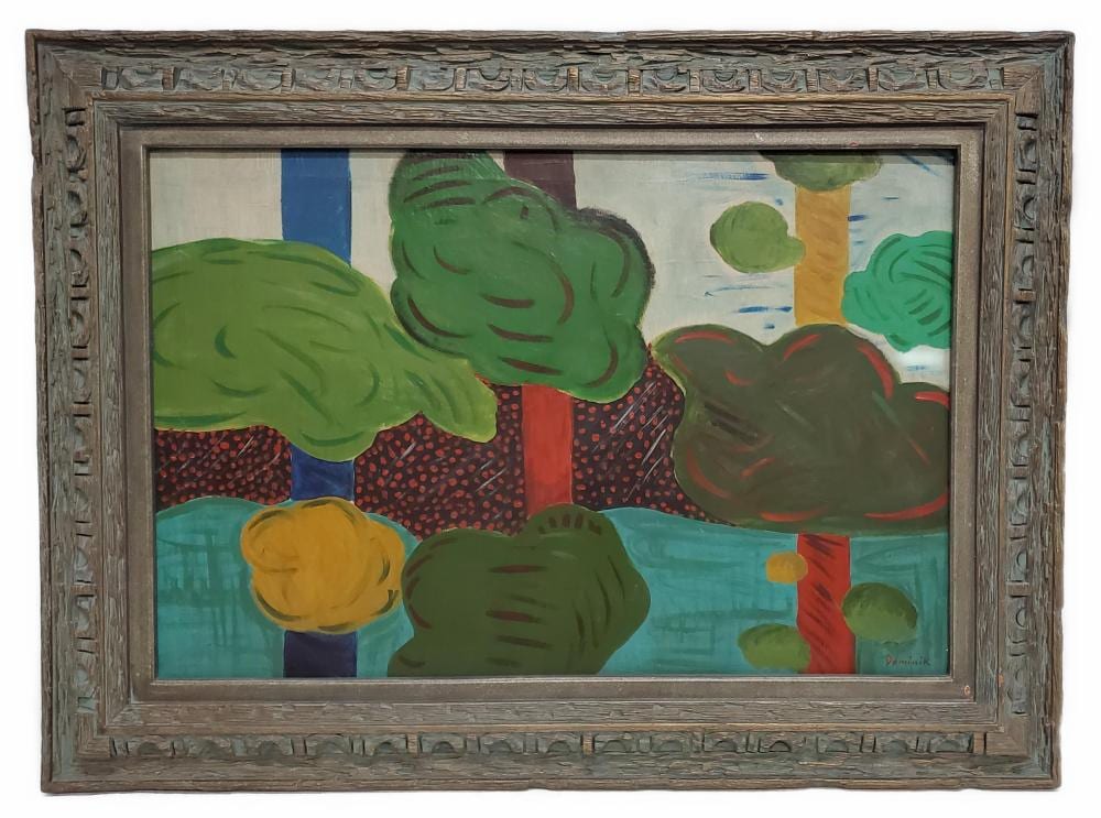 Tadeusz Dominik comparable auction result: tadeusz dominik polish 1928 2014 signed lower right oil on canvas 24 x 36 framed 33 3 4 x 45 3 4