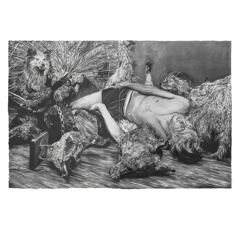 Rinus Van de Velde comparable auction result: rinus van de velde 1983 self portrait as a human being diptych 2012 charcoal on canvas 250 x 370 cm 98 4 x 145 6 in frame 255 x 375 cm 100 3 x 147 6 in