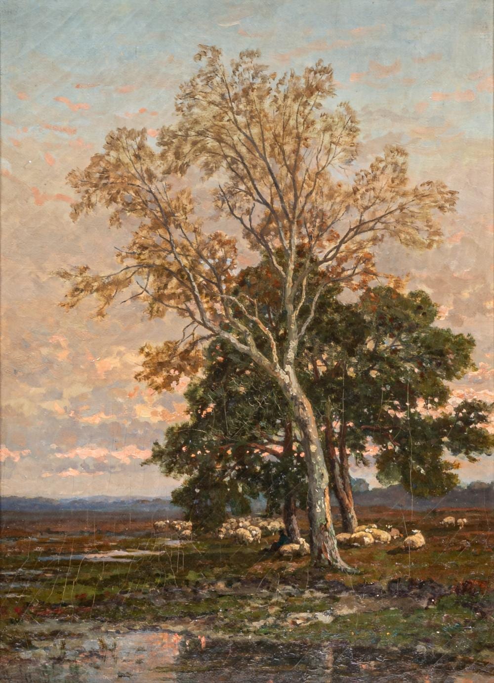 Frans Keelhoff comparable auction result: frans keelhoff 1820 1891 evening landscape with resting flock of sheep oil on canvas 59 x 43 cm 23 2 x 16 9 in frame 79 x 63 cm 31 1 x 24 8 in