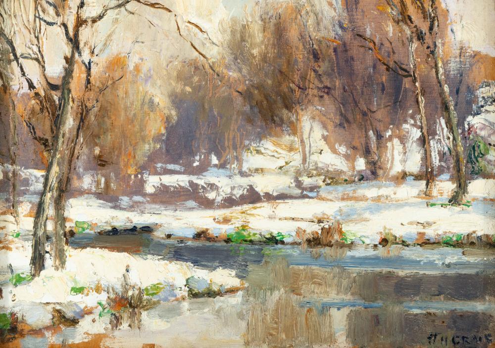 James Humbert Craig comparable auction result: james humbert craig rha rua 1877 1944 river in snow oil on panel 22 x 30cm signed lower left