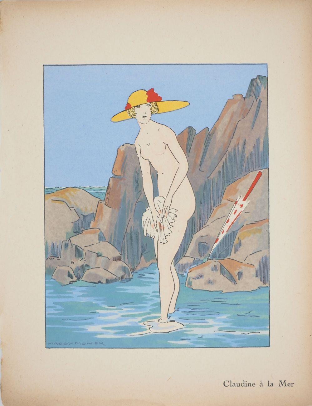 Maggy Monier comparable auction result: maggy monier art deco claudine at the sea c 1930
