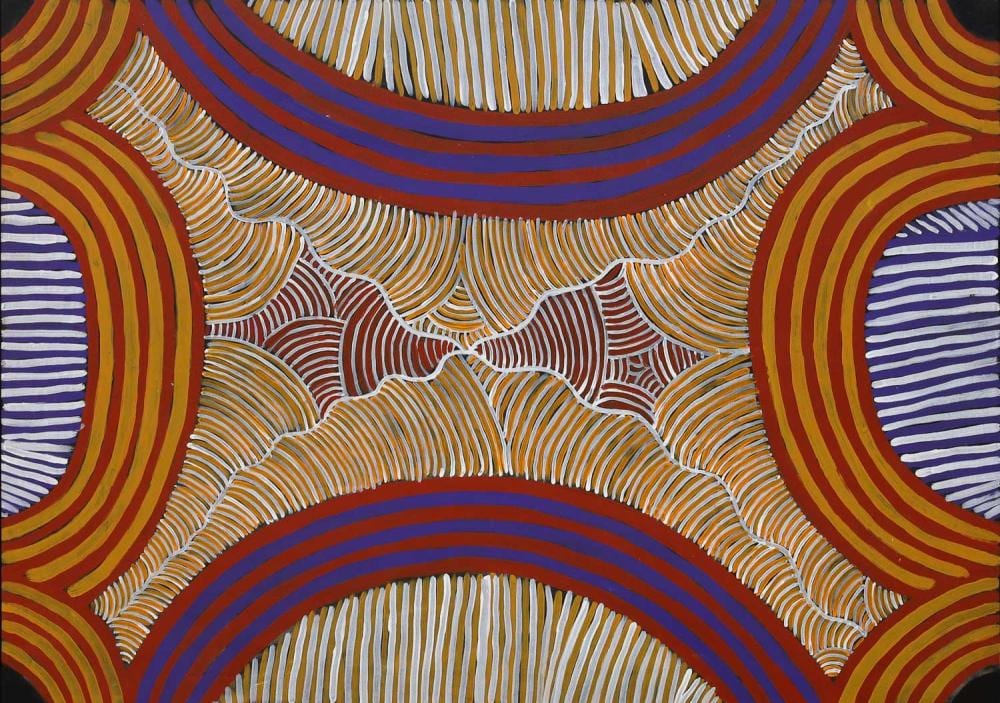Ada Bird Petyarre comparable auction result: ada bird petyarre 1930 2009 body paint acrylic on canvas 119cm x 85cm