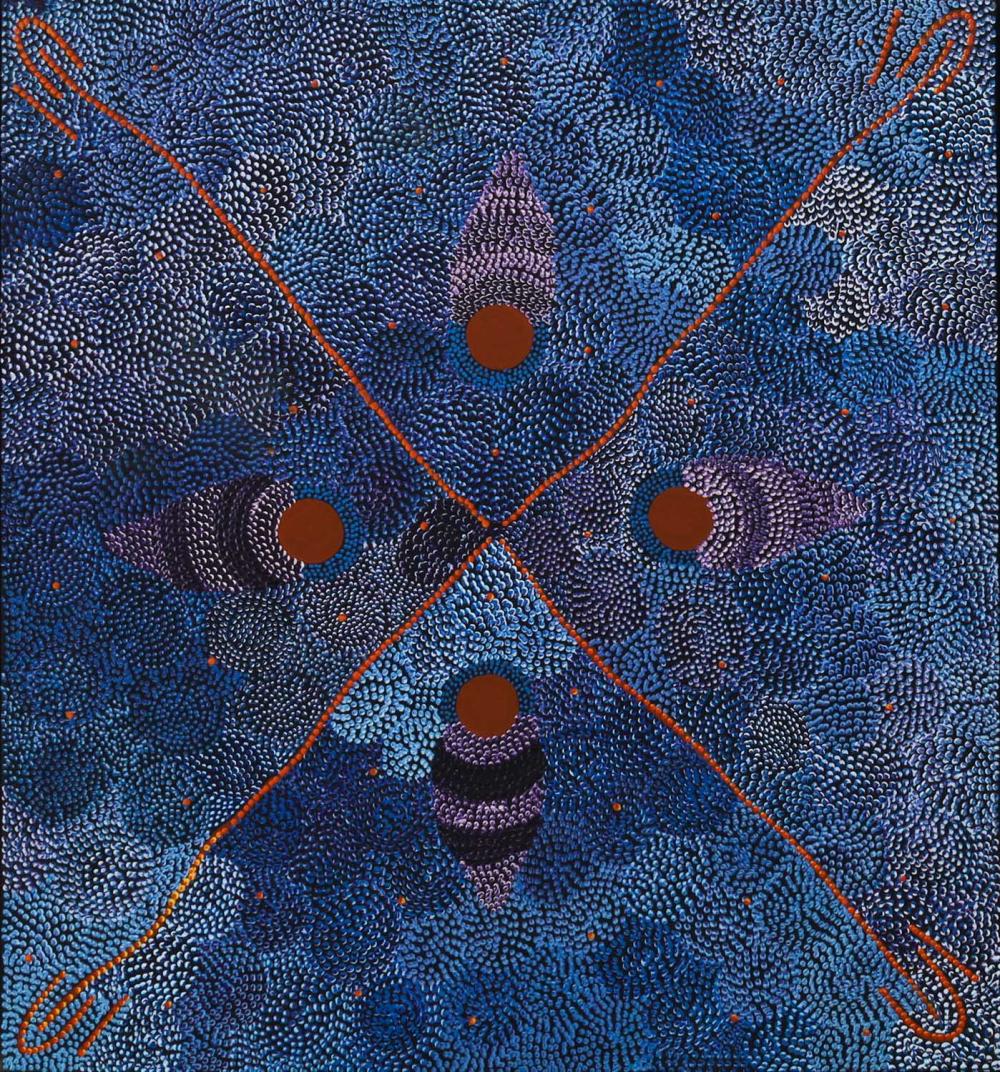 Janet Forrester Ngala comparable auction result: janet forrester ngala sugar bag dreaming acrylic on canvas 83cm x 90cm