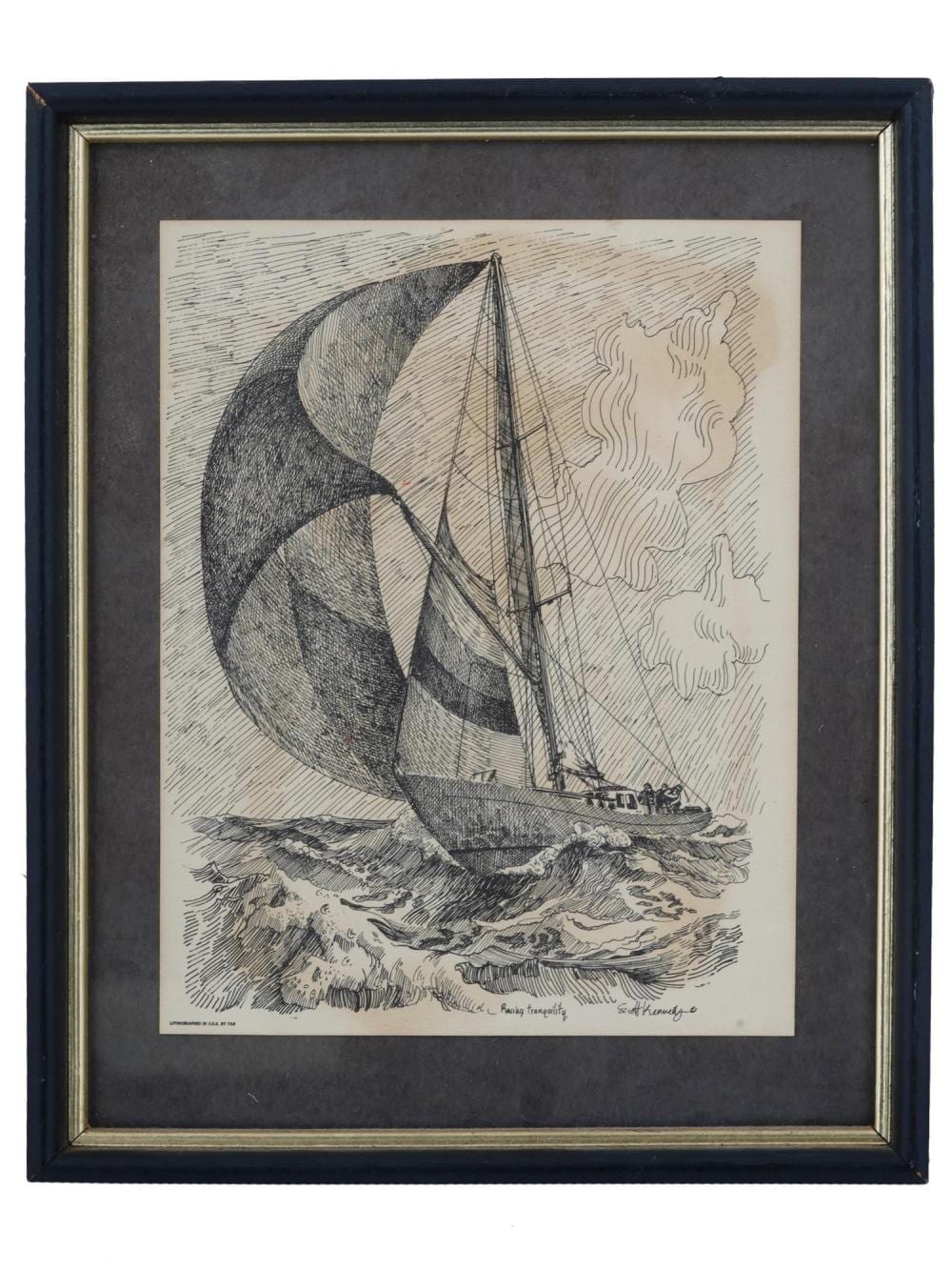 Scott Kennedy comparable auction result: american sail boat lithograph by scott kennedy