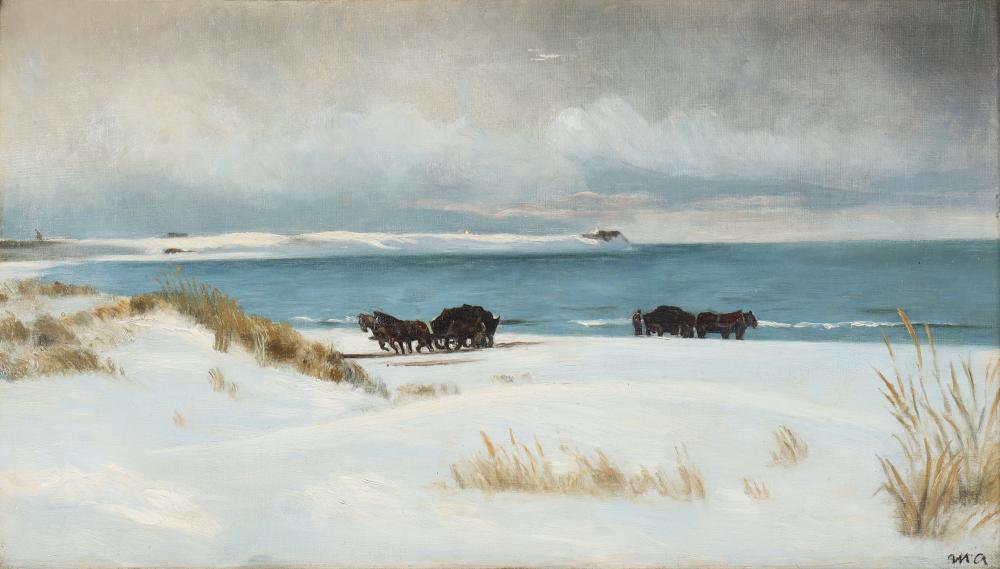 Michael Ancher comparable auction result: michael ancher 1849 1927 seaweed fishermen on the coast winter approx 1890