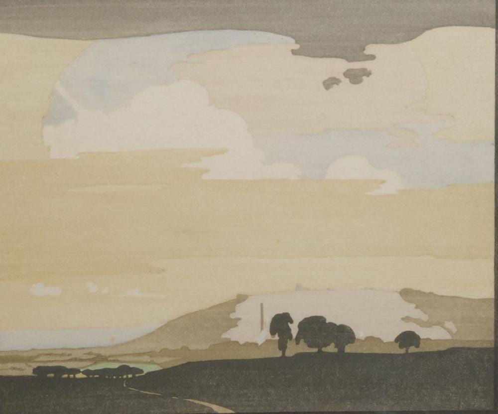 Edward Loxton Knight comparable auction result: edward loxton knight 1905 1993 breedon on the hill signed numbered 38 50 colour woodcut 24 5cm x 28cm