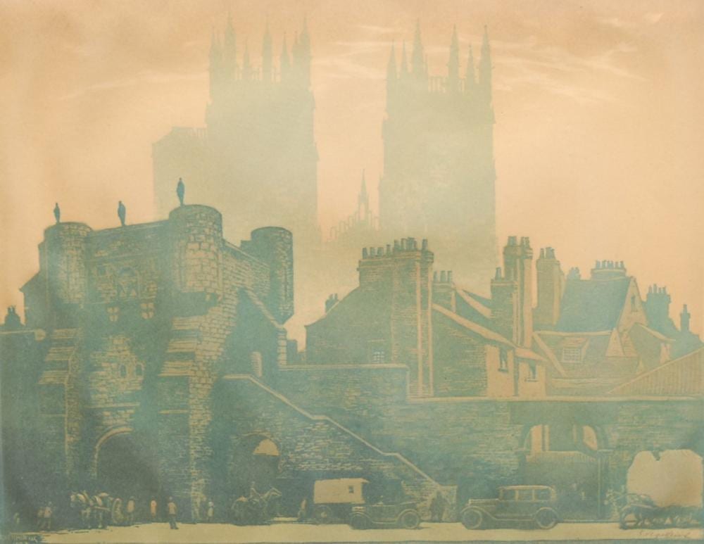 Emile Verpilleux comparable auction result: emile antoine verpilleux 1888 1964 york minster colour woodcut 37cm x 47cm