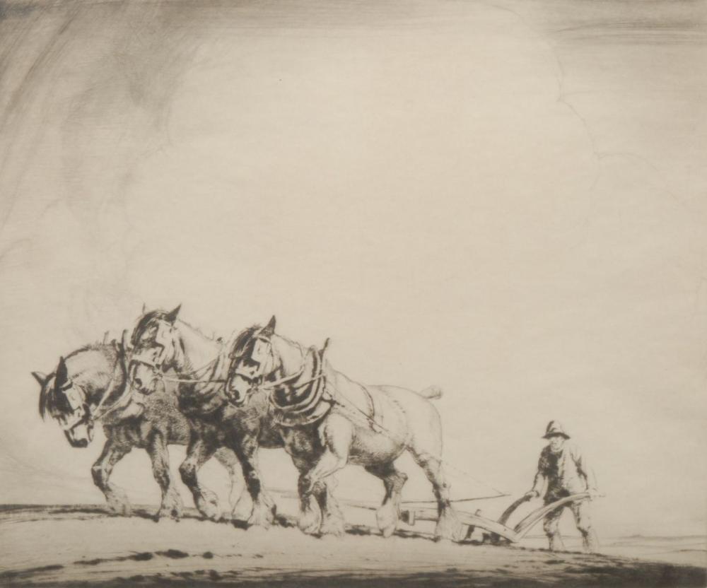 ernest herbert whydale 1886 1952 three horse plough signed etching 27cm x 32cm · Bamfords Auctioneers and Valuers Ltd · 2024-09-26 Ernest Herbert Whydale comparable auction result: ernest herbert whydale 1886 1952 three horse plough signed etching 27cm x 32cm