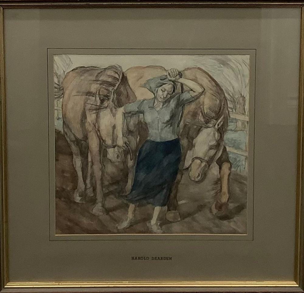 Harold Dearden comparable auction result: harold dearden 1888 1962 woman and horse signed watercolour 32 5cm x 34cm