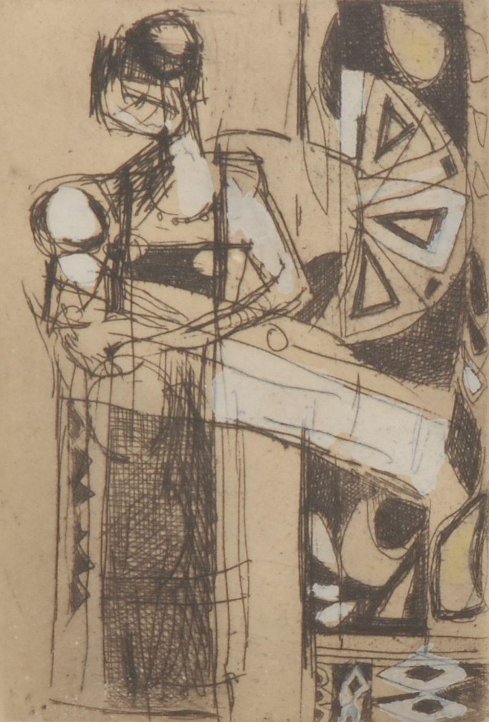 john watson 1923 1992 woman cradling child signed numbered 1 50 mixed media etching 12cm x 8cm · Bamfords Auctioneers and Valuers Ltd · 2024-09-26 John (1923) Watson comparable auction result: john watson 1923 1992 woman cradling child signed numbered 1 50 mixed media etching 12cm x 8cm