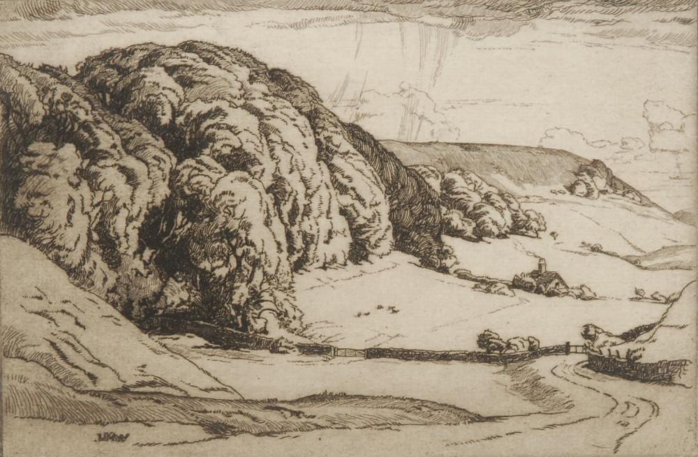 leslie moffat ward 1888 1978 hollis tout hill etching signed in ink 17cm x 24cm · Bamfords Auctioneers and Valuers Ltd · 2024-09-26 Leslie Moffat Ward comparable auction result: leslie moffat ward 1888 1978 hollis tout hill etching signed in ink 17cm x 24cm