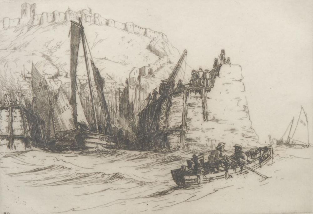 Nelson Dawson comparable auction result: nelson dawson 1859 1941 fishing boats signed no 39 etching 19 5cm x 27cm