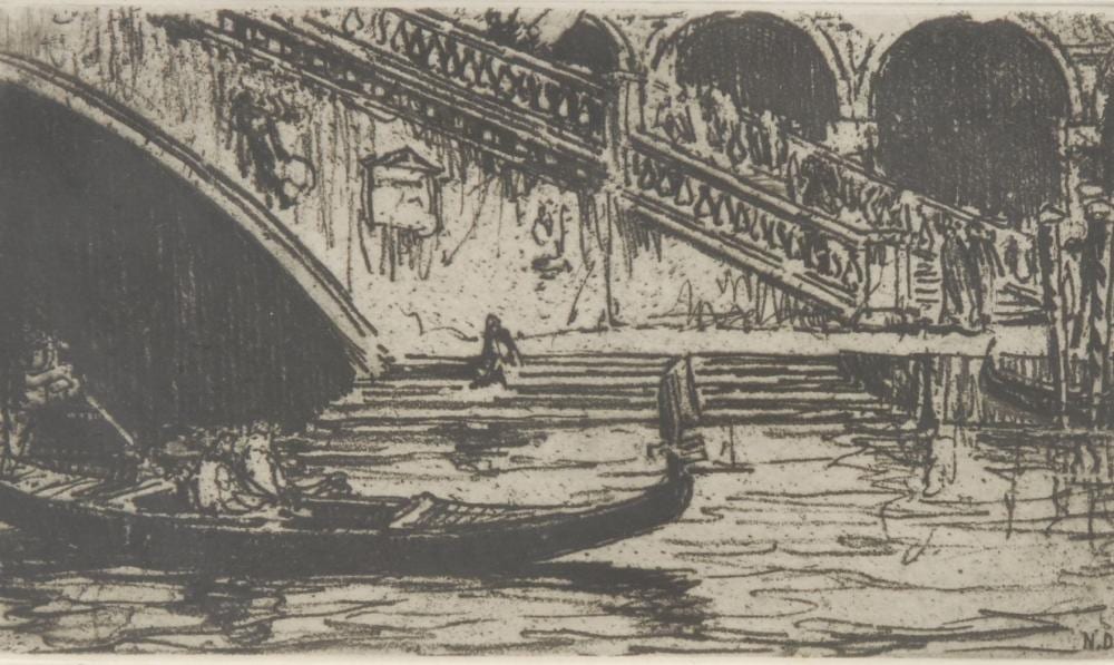 Nelson Dawson comparable auction result: nelson dawson 1859 1941 in a gondola signed titled etching 14 5cm x 22 5cm