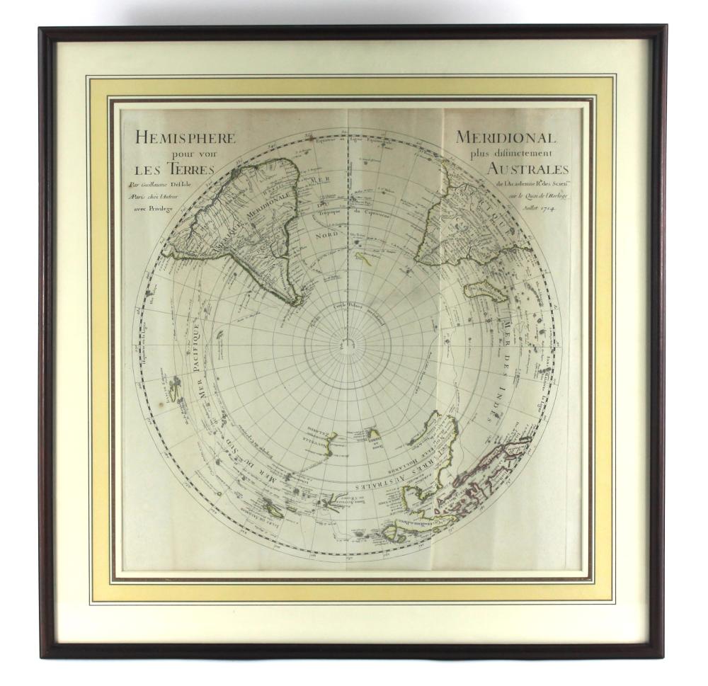Guillaume Delisle comparable auction result: guillaume delisle 1714 southern hemisphere map