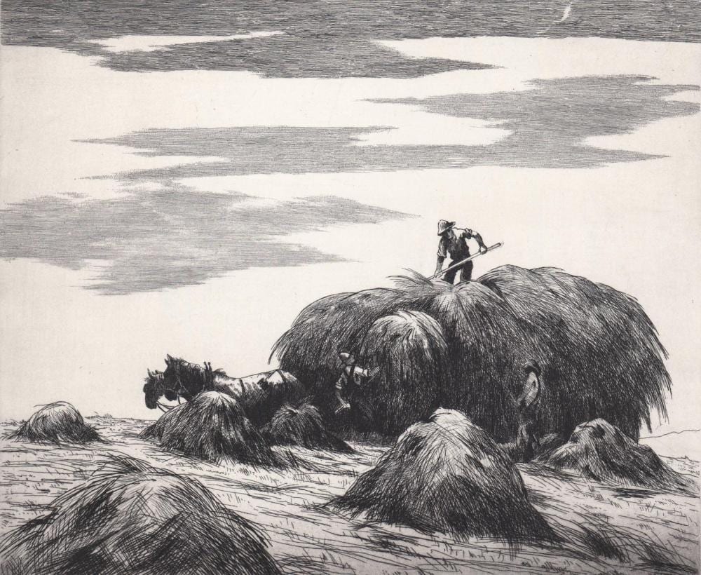 Keith Shaw Williams comparable auction result: keith shaw williams signed etching upland hay