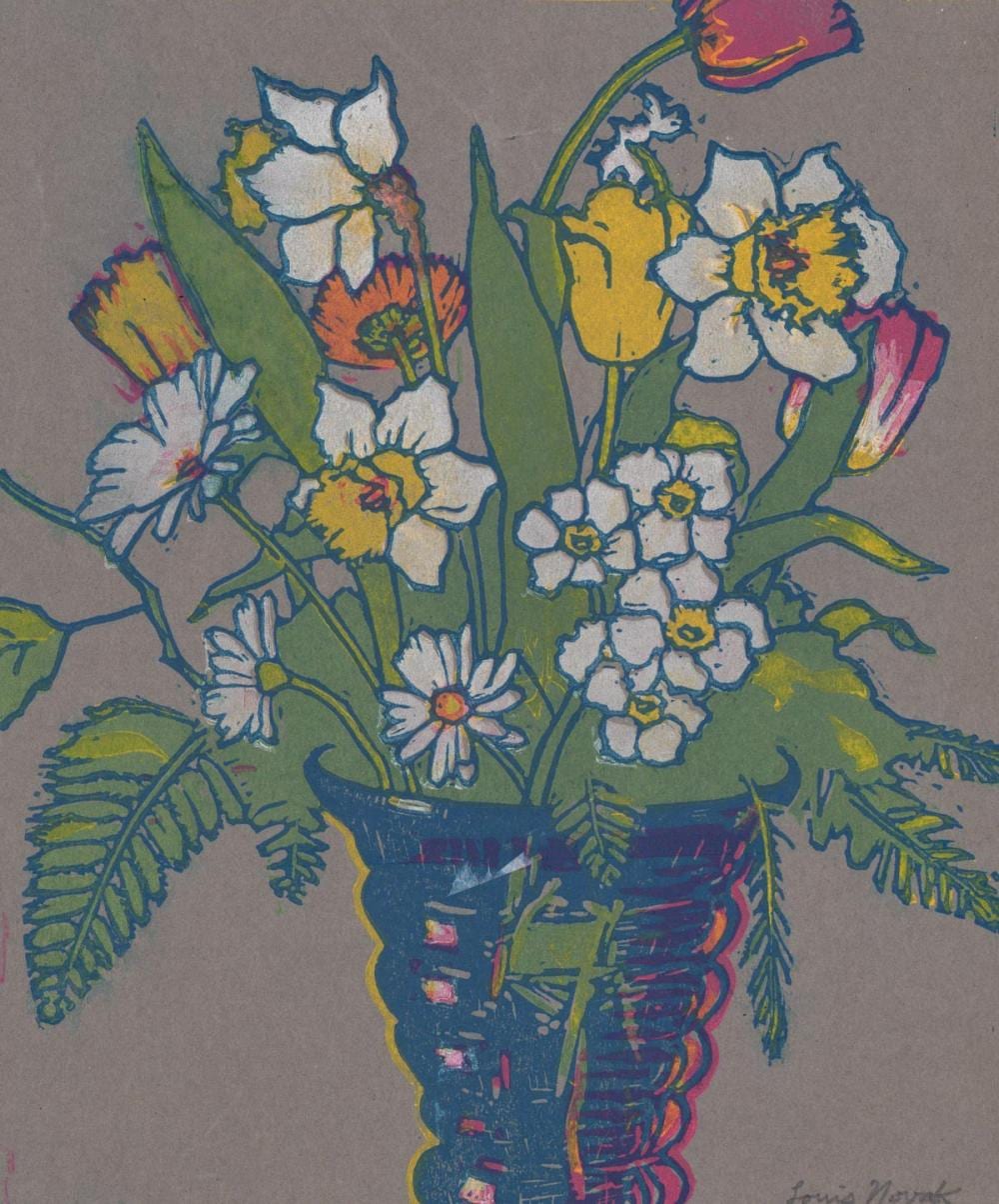 Louis Novak comparable auction result: louis novak signed color woodcut