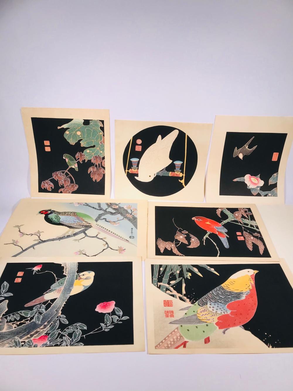 Ito Jakuchu comparable auction result: a group of seven japanese woodblock prints of flowers and birds reproduction of artworks by ito jakuchu