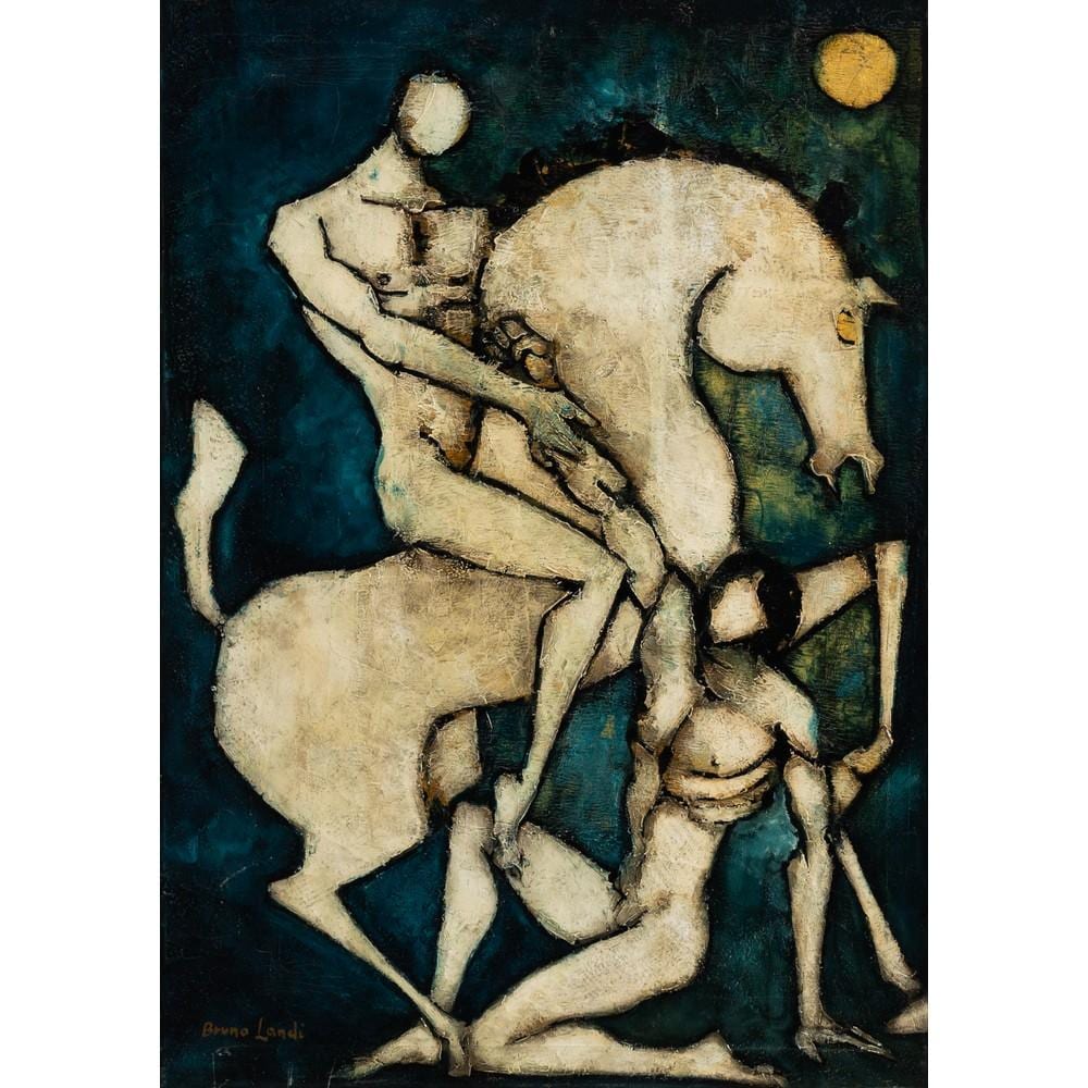 Bruno Landi comparable auction result: bruno landi figure e cavallo olio su tela