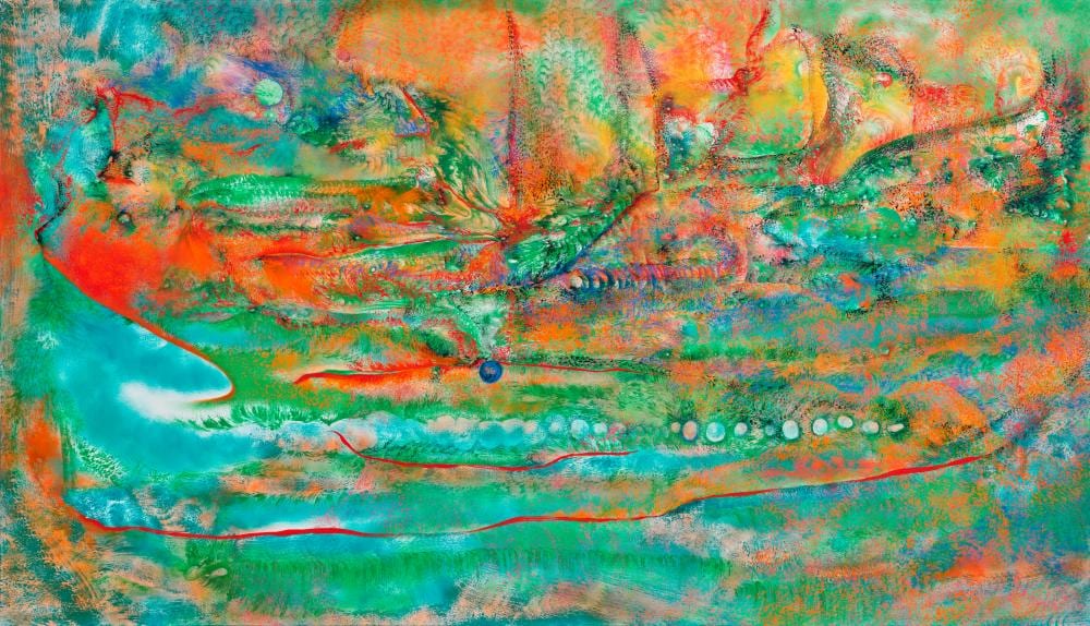 Lucy Bull (B. 1990). 18:50. oil on canvas 178 x 307 cm. (70 1⁄8 x 120 7⁄8 i comparable sale