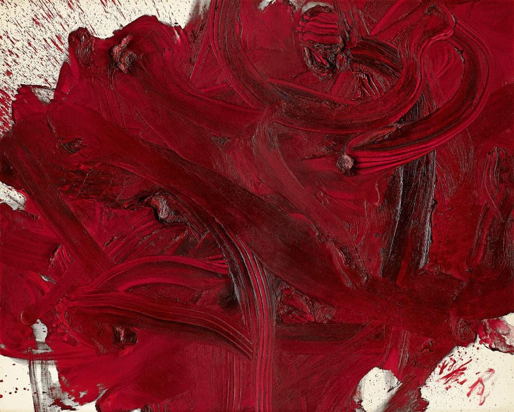 Kazuo Shiraga (1924-2008). Shakudei (Burning Mud). oil on canvas 130 x 162 comparable sale