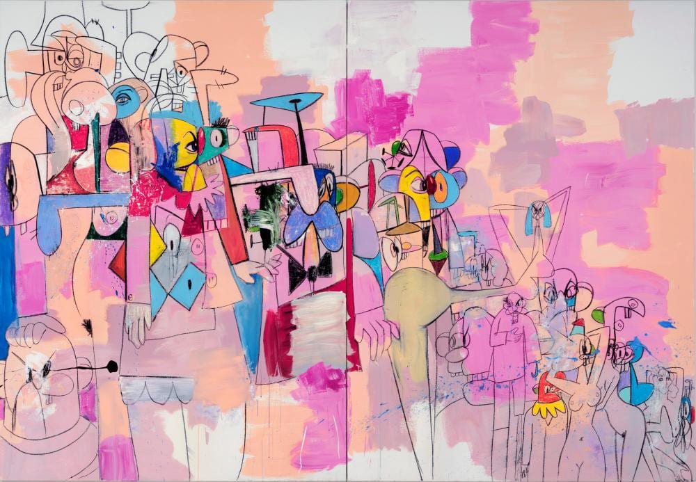George Condo comparable auction result: george condo b 1957 prescription for the clinically normal acrylic ch