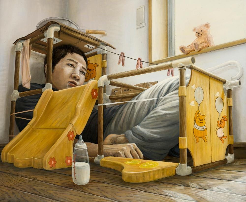Tetsuya Ishida (1973-2005). Weaning. acrylic on canvas 50 x 60.6 cm. (19 5⁄ comparable sale