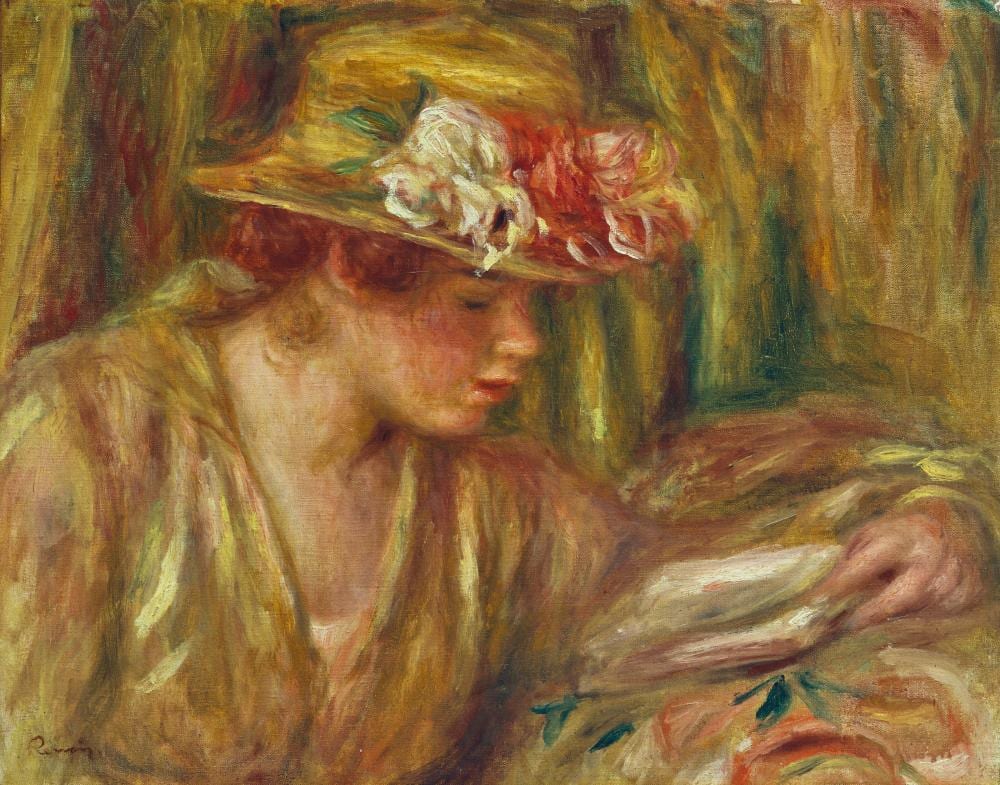 Pierre-Auguste Renoir (1841-1919). Buste de femme (Andrée en chapeau lisant comparable sale