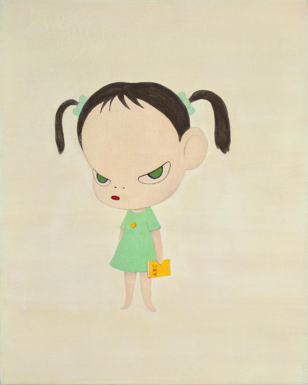 Yoshitomo Nara (B. 1959). ABC. acrylic and graphite on canvas 50.8 x 40.6 c comparable sale