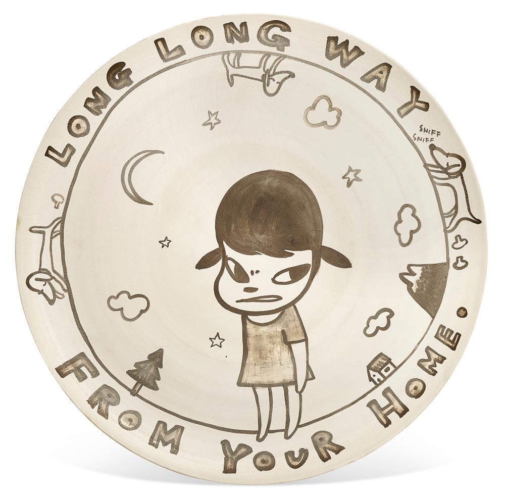 Yoshitomo Nara (B. 1959). Long Long Way from Your Home. hand-painted cerami comparable sale