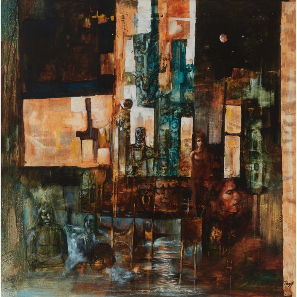 Julius Damasdy comparable auction result: julius damasdy 1937 2020 untitled abstract figures and buildings