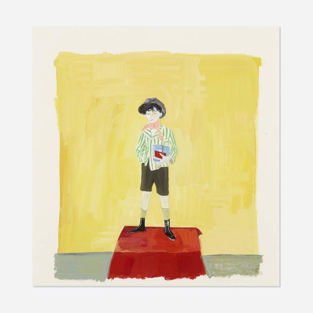 Maira Kalman comparable auction result: maira kalman boy with green striped jacket