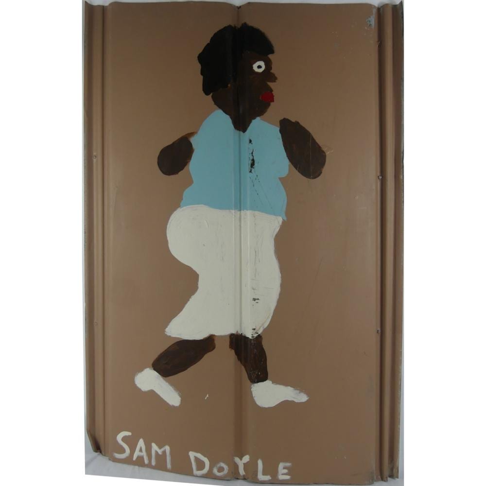 Sam Doyle comparable auction result: sam doyle rocking mary painting on metal