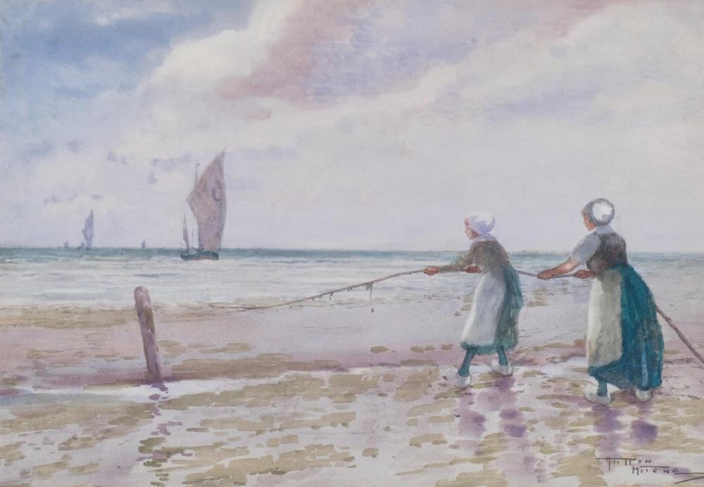 Hutton Mitchell comparable auction result: hutton mitchell 1872 1939 dutch fishergirls a
