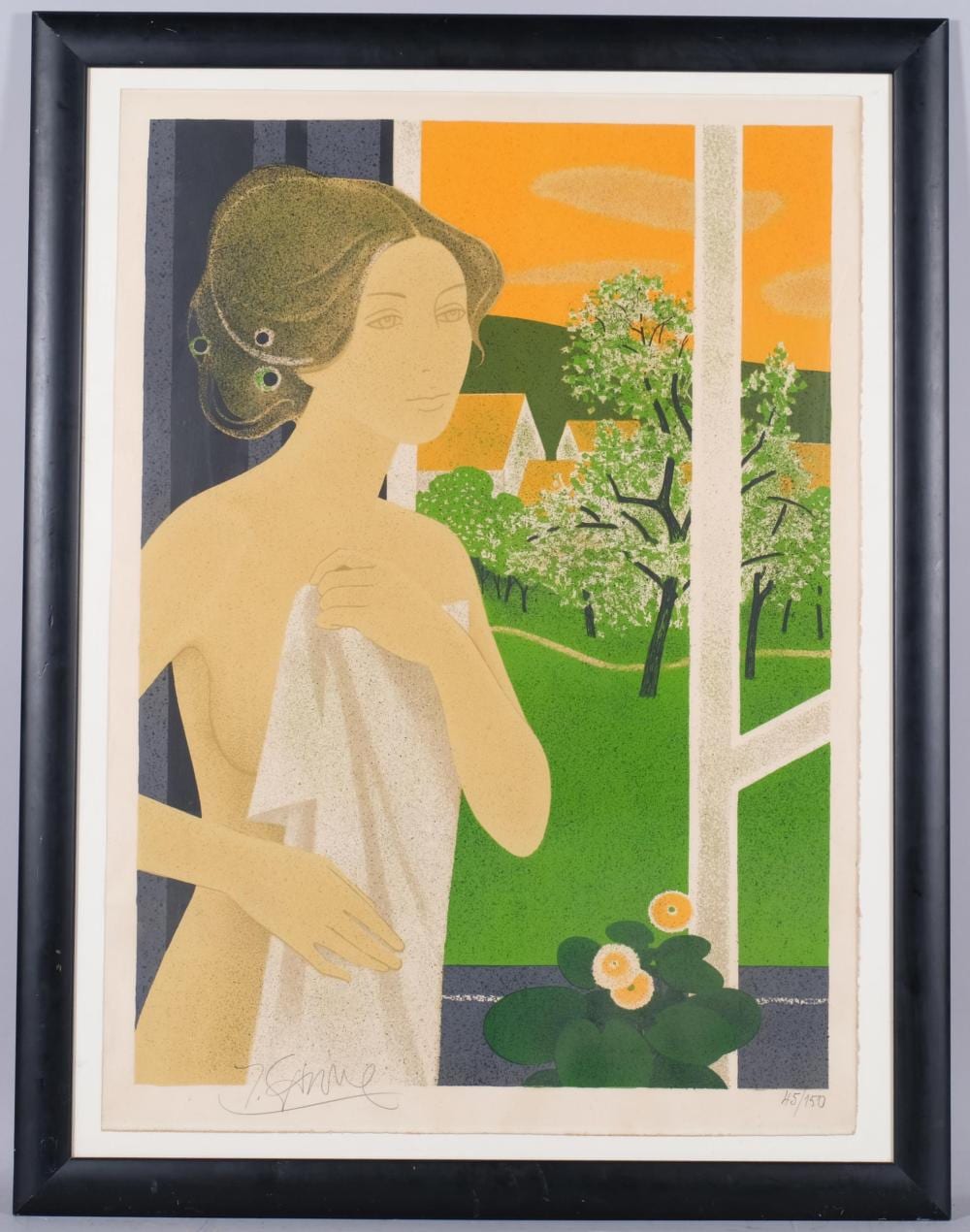 Yves Ganne comparable auction result: yves ganne figure original lithograph signed in