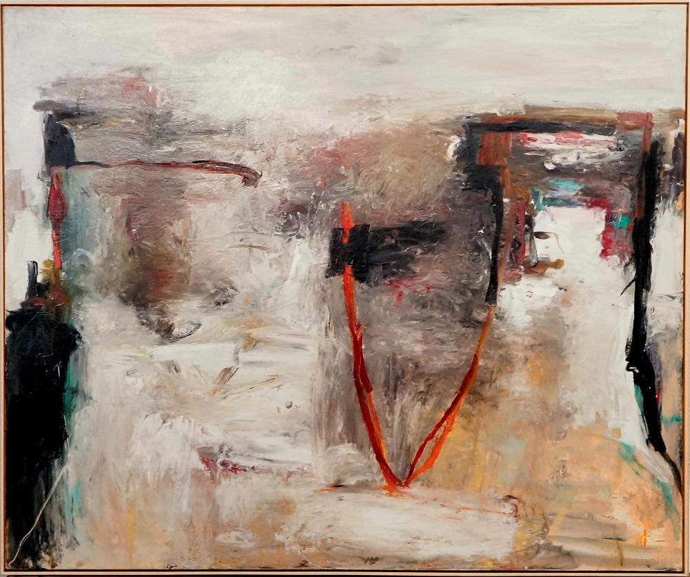 Tom Lieber comparable auction result: tom lieber 1949 abstract oil on canvas painting