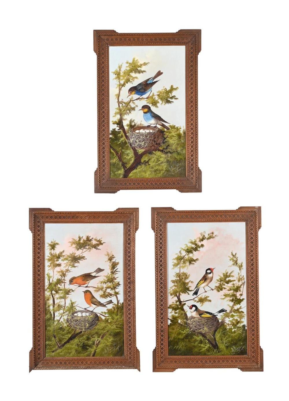 MICHELANGELO MEUCCI comparable auction result: michelangelo meucci italian 1840 1901 robins goldfinches bluebirds 3
