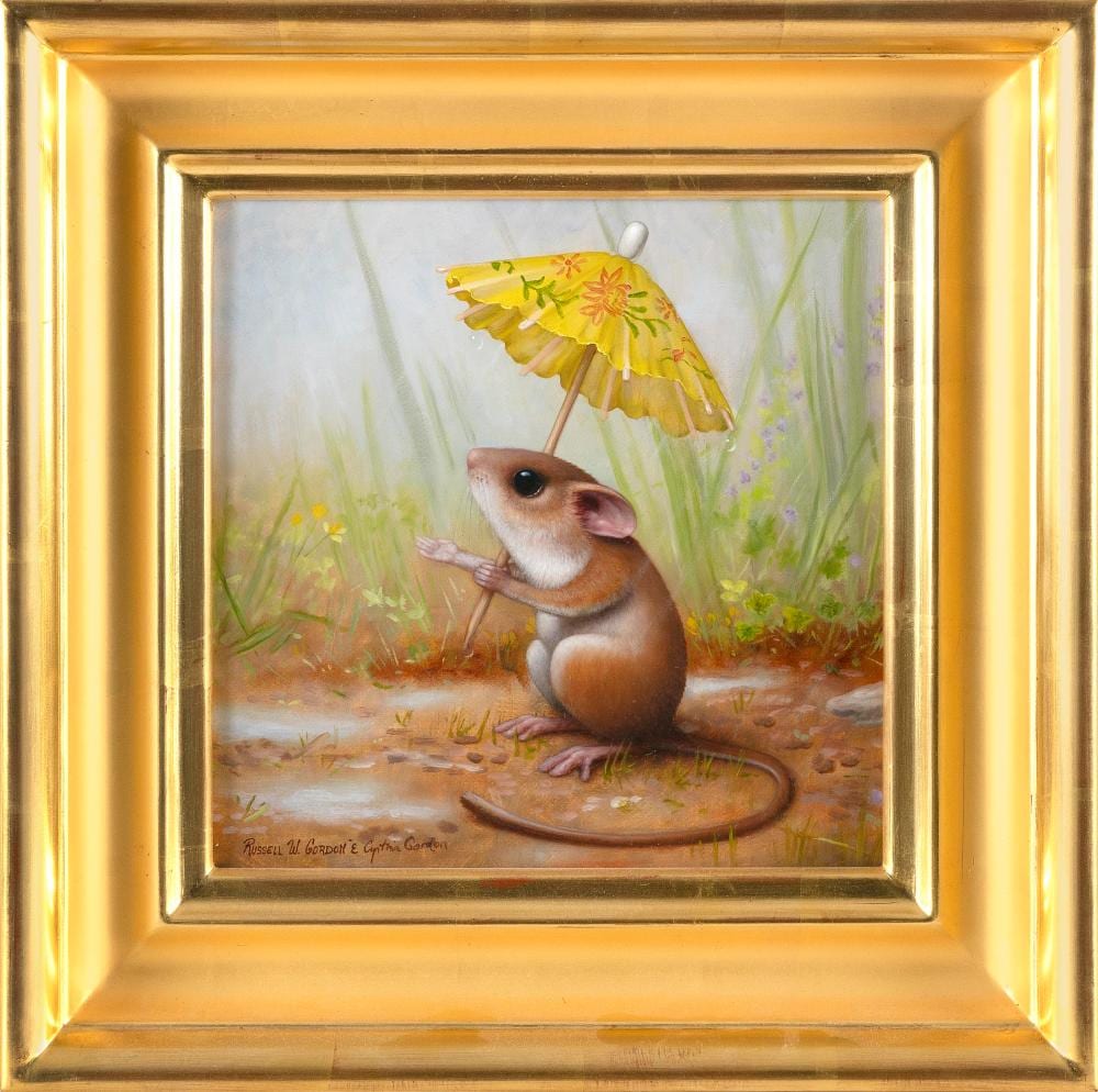 Russell (1968) Gordon comparable auction result: russell w gordon new york 1968 april showers oil on board 9 x 9 framed 13 5 x 13 5