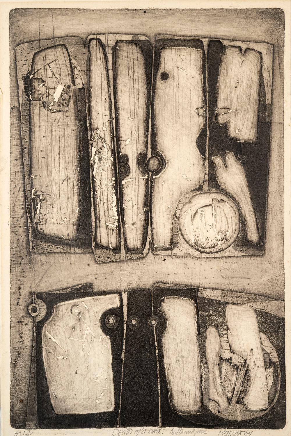 David Manzur - Death of a bird, 1964 comparable sale