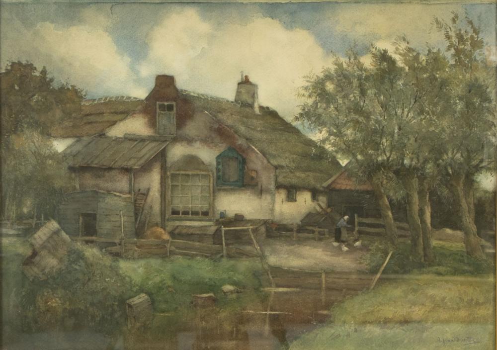 Arend Jan van Driesten comparable auction result: arend jan van driesten 1878 1969 kippen voeren op het boerenerf