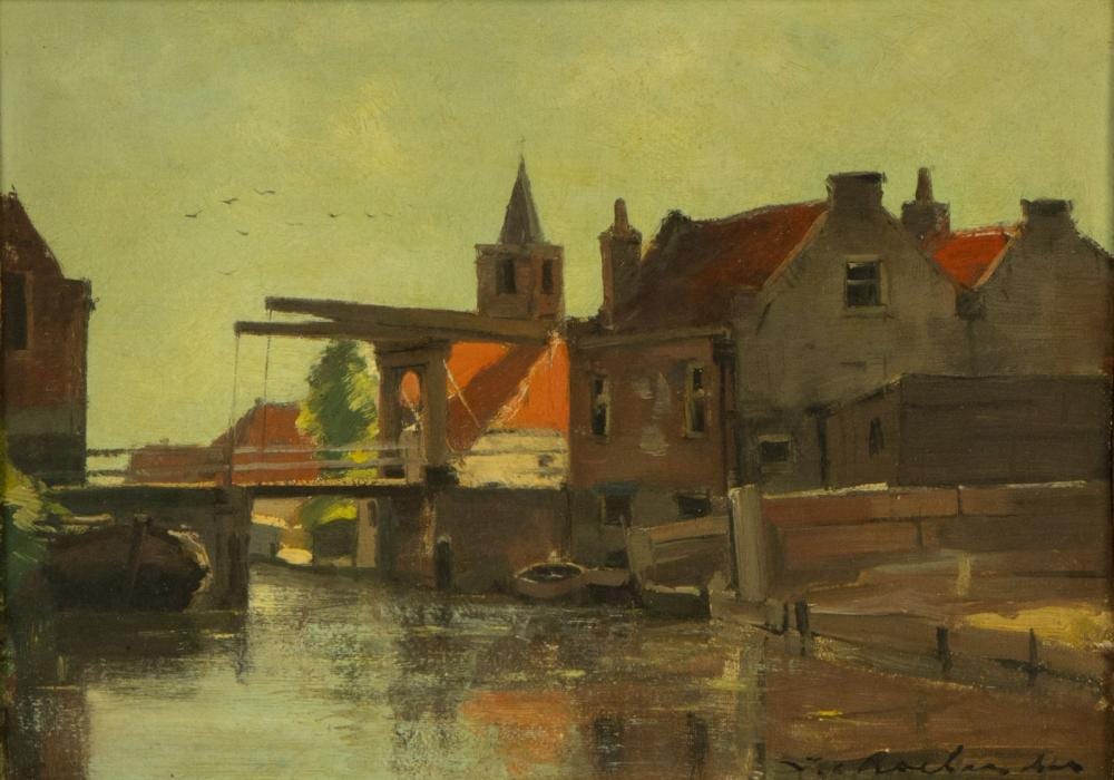 Johannes Cornelis Roelandse comparable auction result: johannes cornelis roelandse 1888 1978 gezicht op de oude leiderdorpsebrug over de oude rijn