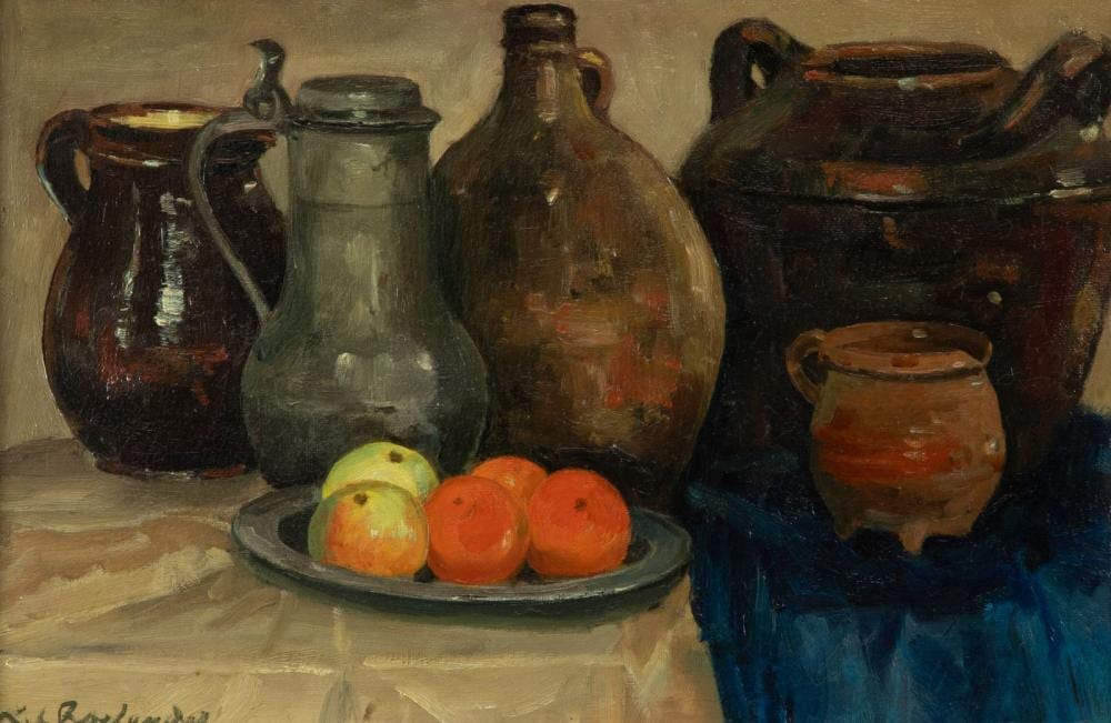 Johannes Cornelis Roelandse comparable auction result: johannes cornelis roelandse 1888 1978 stilleven met fruit tinnen kan en aardewerk