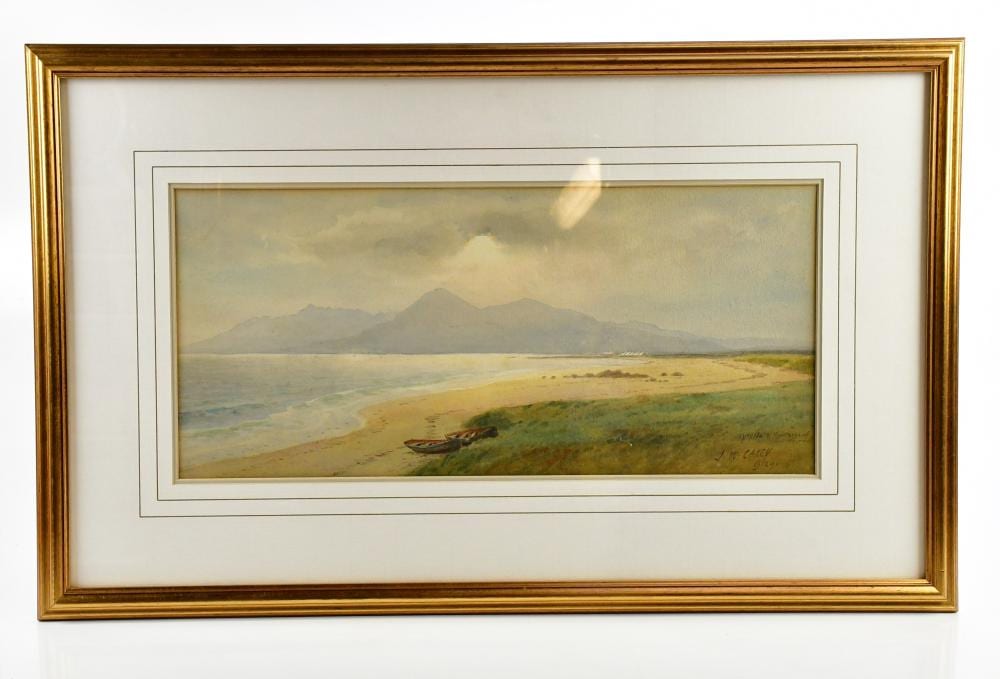 Joseph William Carey comparable auction result: joseph william carey irish 1859 1937 watercolour tyrella mountains of montme signed and dated 1929 25 x 50cm framed and glazed