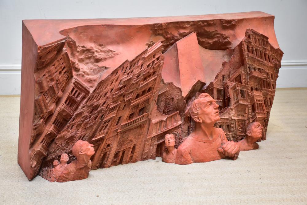 Paul Day comparable auction result: paul day born 1967 a terracotta effect fibreglass three dimensional sculpture apres cela 67 x 133cm