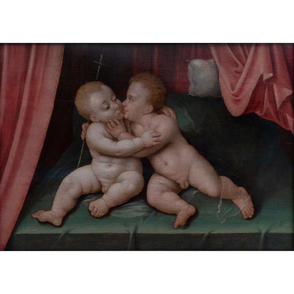 Joos van Cleve comparable auction result: joos van cleve 1485 kleve 1540 antwerp workshop christ and john the baptist as children 16th century