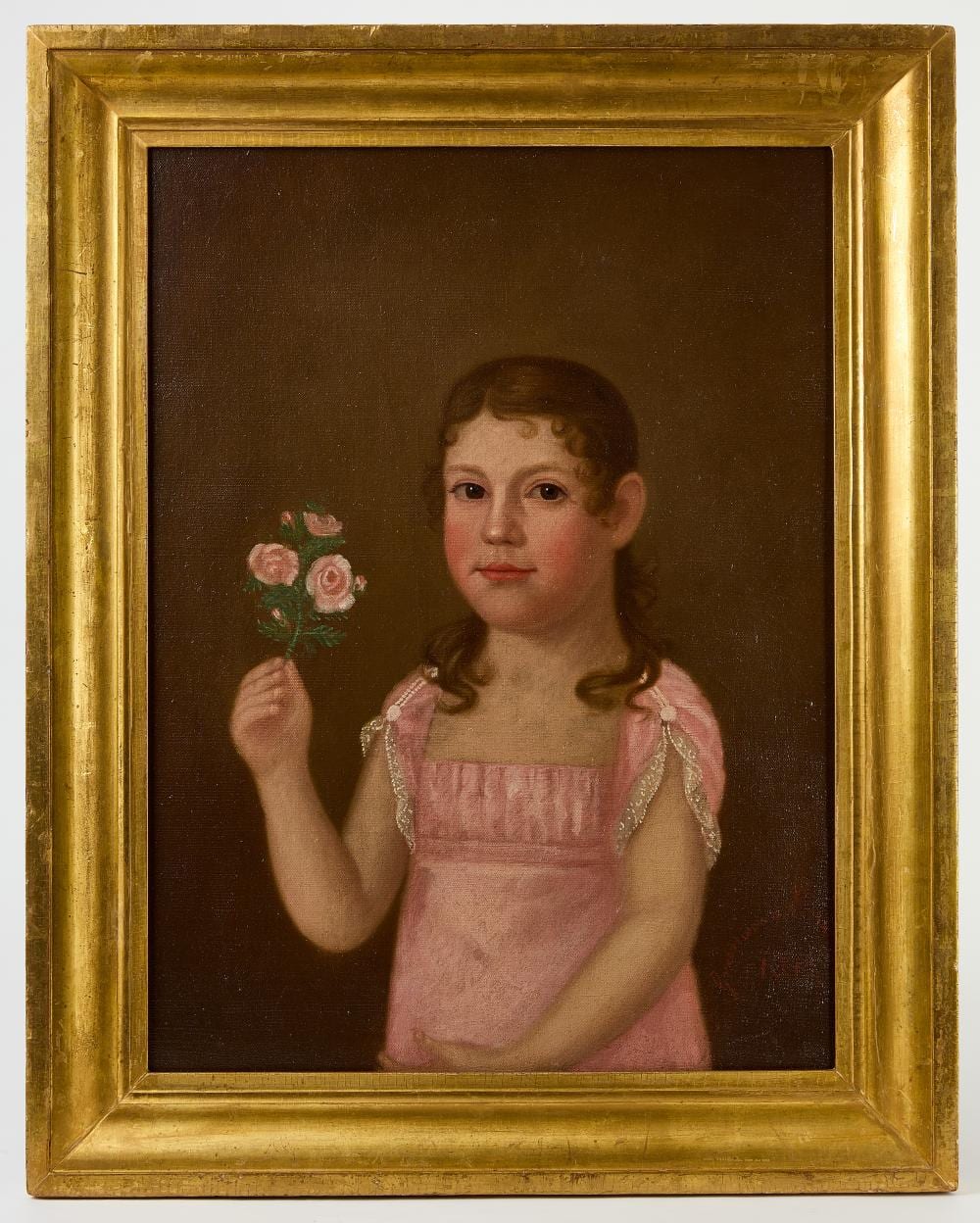 Ethan Allen Greenwood comparable auction result: ethan allen greenwood young girl in a pink dress