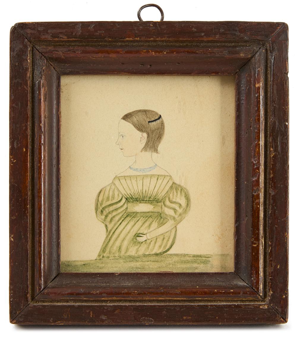 Justus Dalee comparable auction result: justus dalee miniature portrait of a girl in a green dress