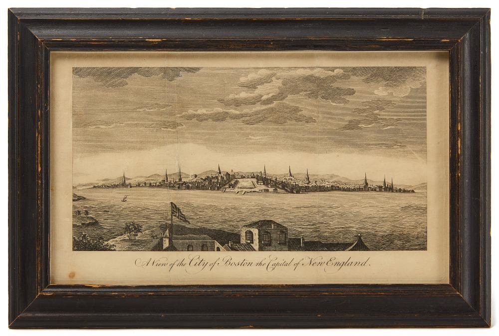 etching view of the city of boston · New England Auctions · 2024-10-11 Pierre Charles Canot comparable auction result: etching view of the city of boston