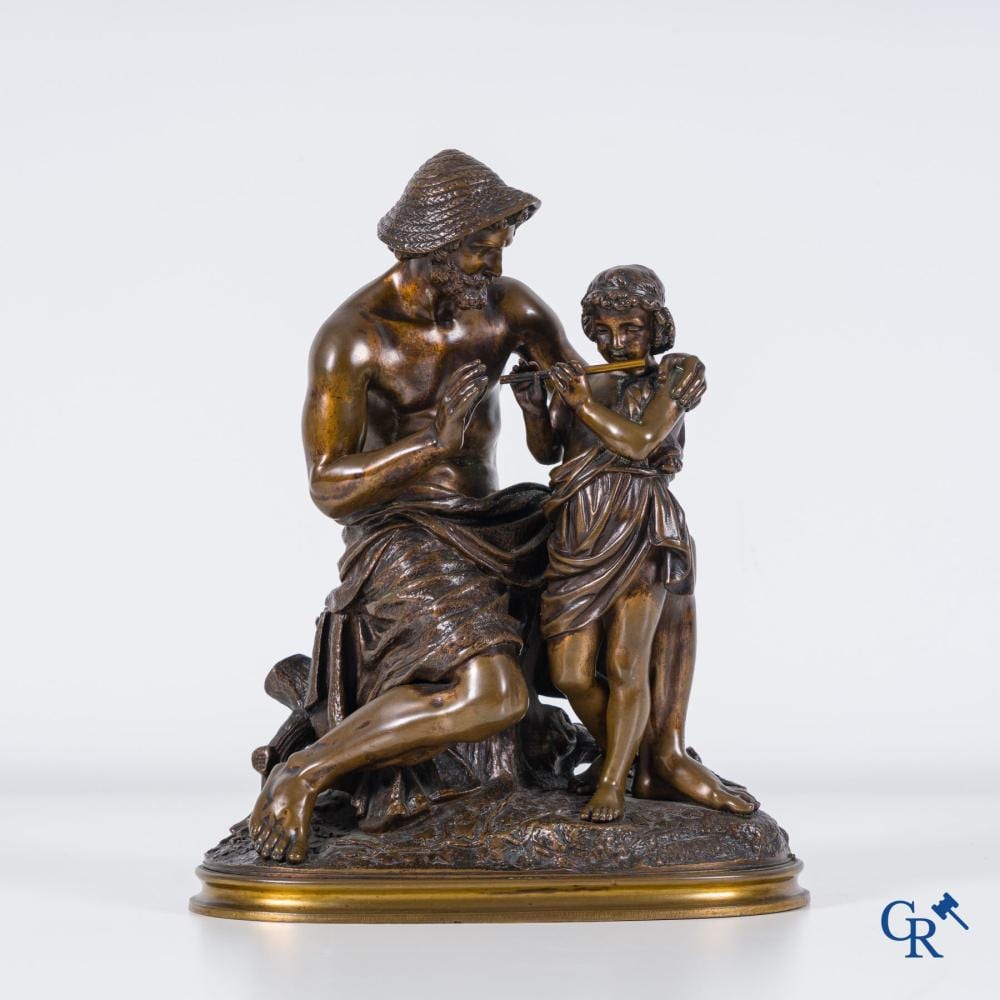Théodore Coinchon comparable auction result: th odore coinchon bronze statue of shepherd with child signed and marked with foundry stamp susse fondeur