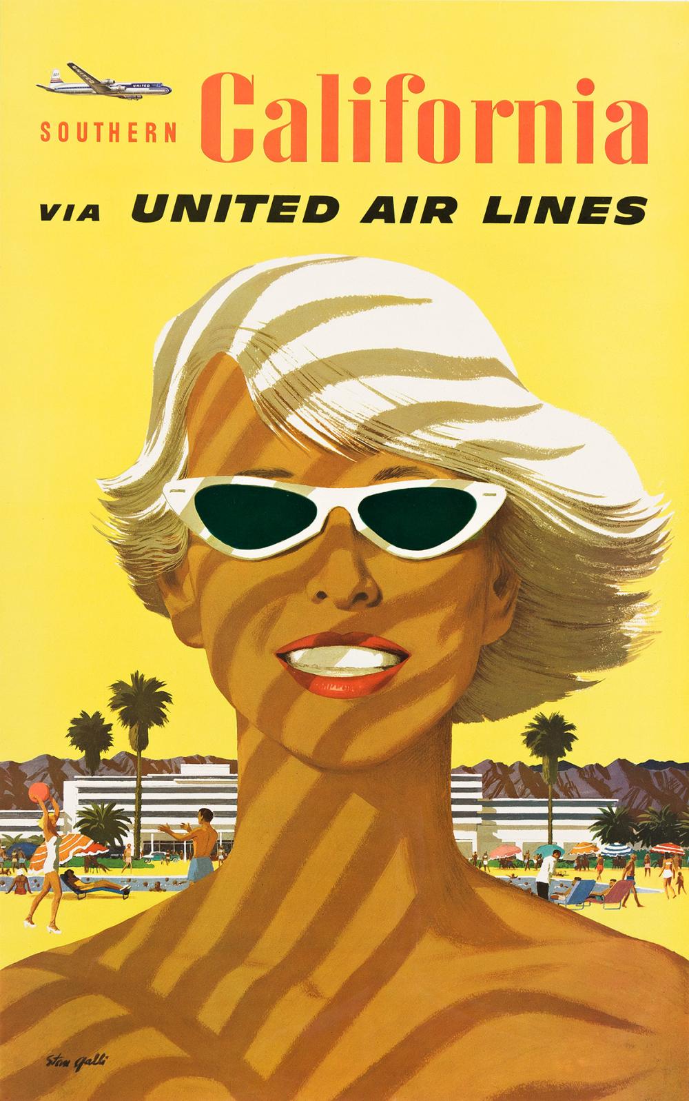 Stanley Walter Galli comparable auction result: stanley walter galli 1912 2009 southern california via united air lines circa 1955 40x25 inches 101 x63 cm